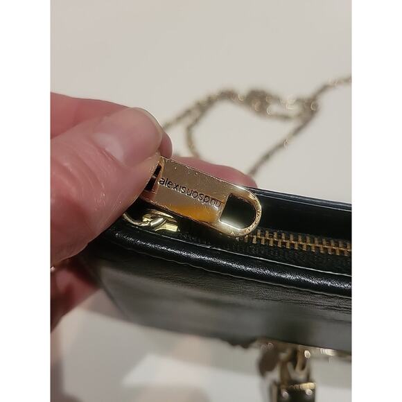 ALEXIS HUDSON LOCKET CLUTCH PURSE BLACK LEATHER - Picture 5 of 10